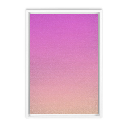 Framed gradient artwork transitioning from vibrant pink to soft peach.