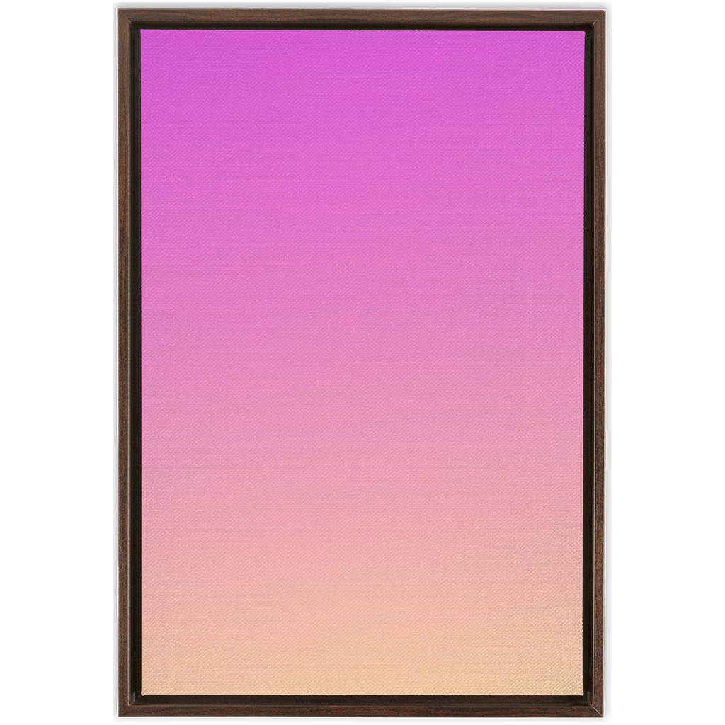 Framed gradient artwork transitioning from vibrant pink to pale peach.