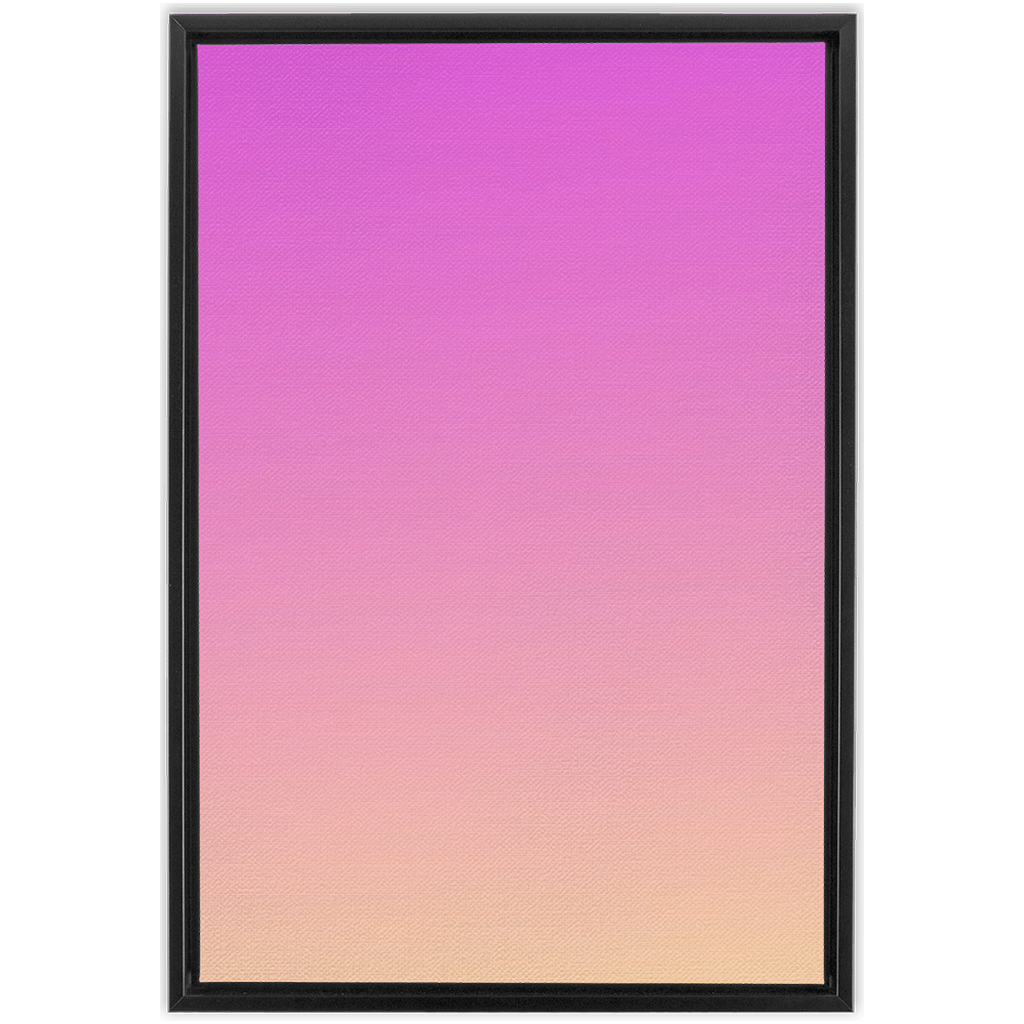 Framed gradient artwork transitioning from vibrant pink to soft peach.