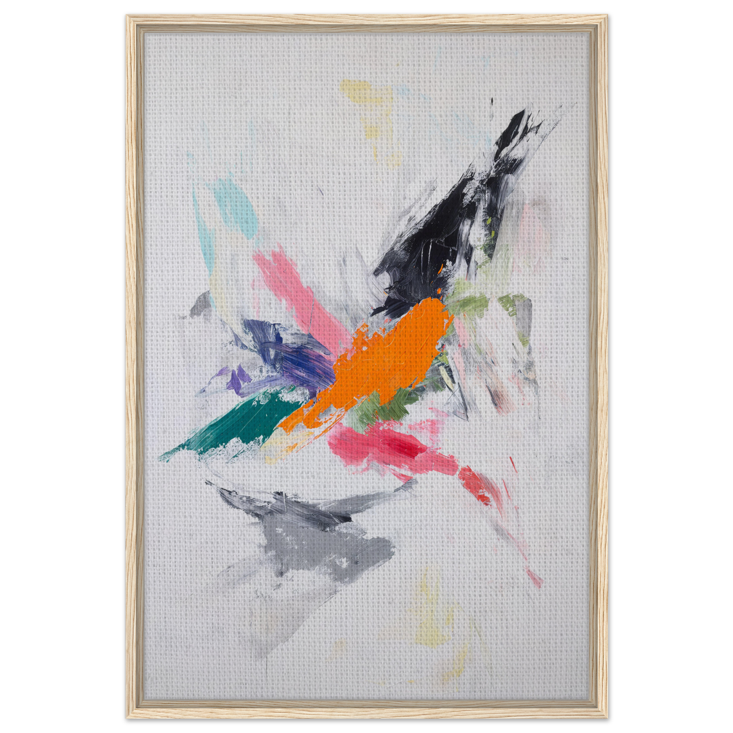 Abstract painting with colorful brushstrokes on light background for Radiant Chaos Harmony