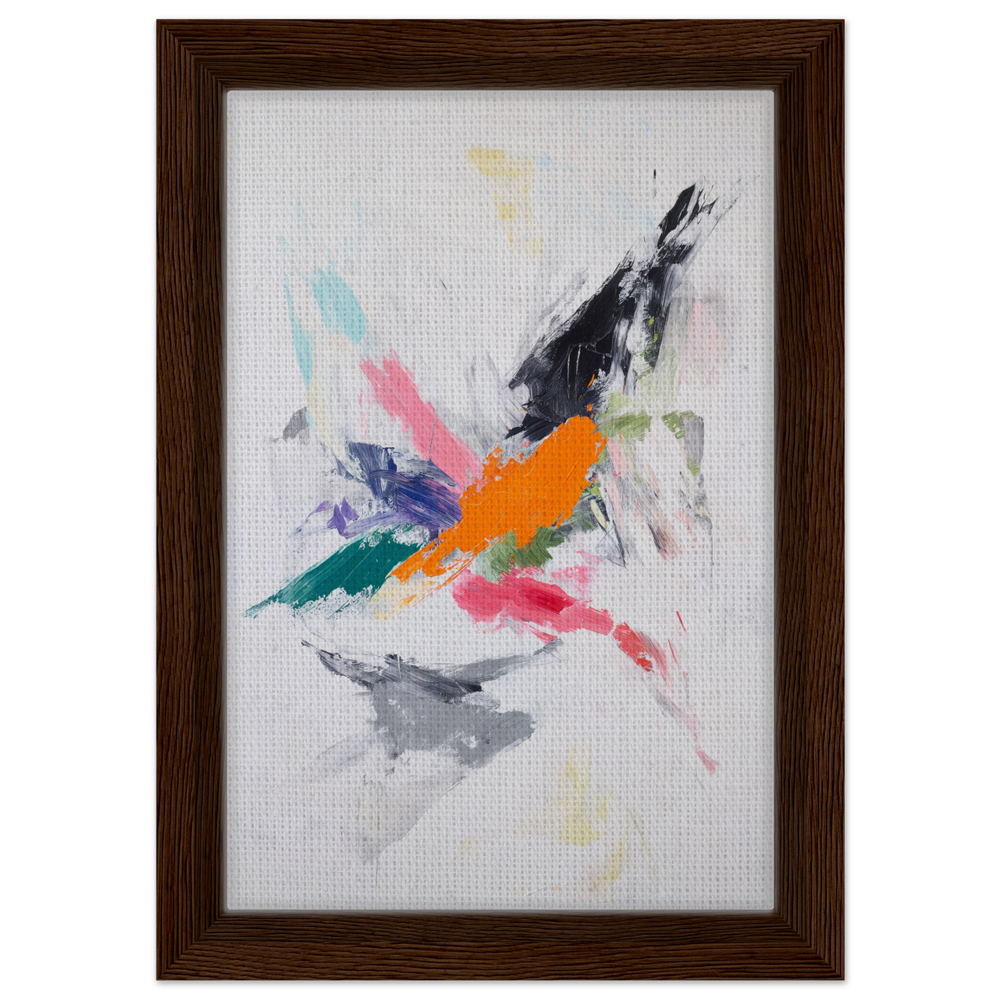 Abstract painting of a colorful bird in flight for Radiant Chaos Harmony room decor