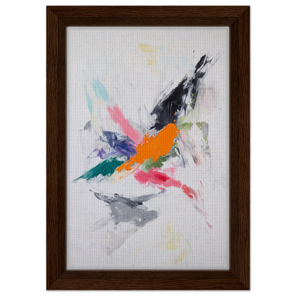 Abstract painting of a colorful bird in flight for Radiant Chaos Harmony room decor