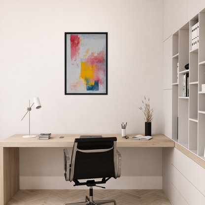 Minimalist home office workspace featuring abstract artwork, ideal room decor by Fashion Oracle