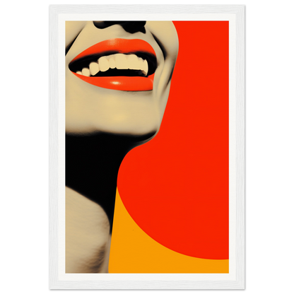 A red and yellow poster with a woman’s face