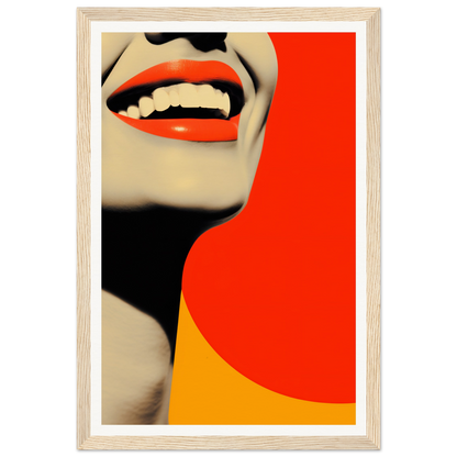 A red and yellow poster with a woman’s face