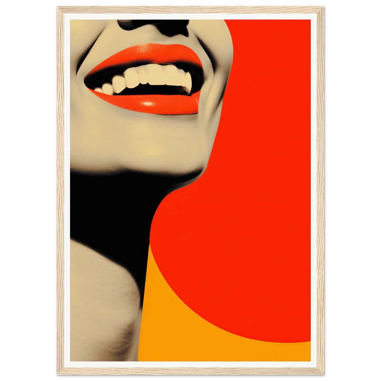 A red and yellow poster with a woman’s face