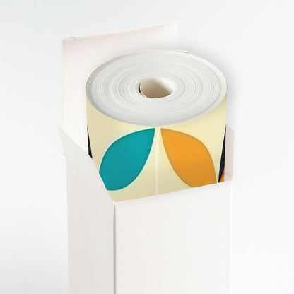 A roll of white paper with a colorful design on it