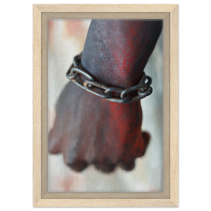 Chain bracelet on a dark-skinned wrist, featuring Rustbound Reverie design elements