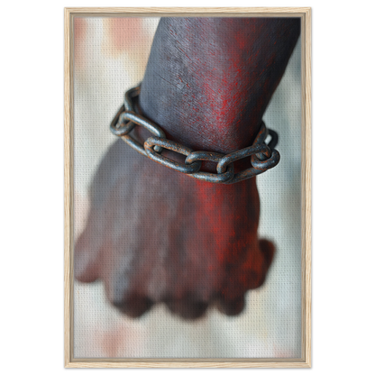 Dark-skinned wrist adorned with a metal chain bracelet from Rustbound Reverie collection