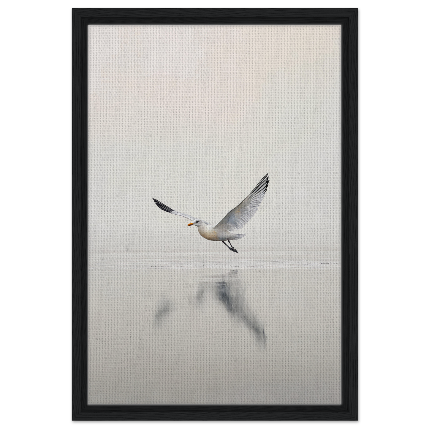 Seagull with outstretched wings reflecting in water for Seagull Mist Serenade room decor