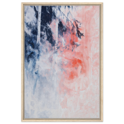 Abstract painting Serenade in Chaos featuring swirling blue, gray, and pink tones for exclusive framed canvas room decor