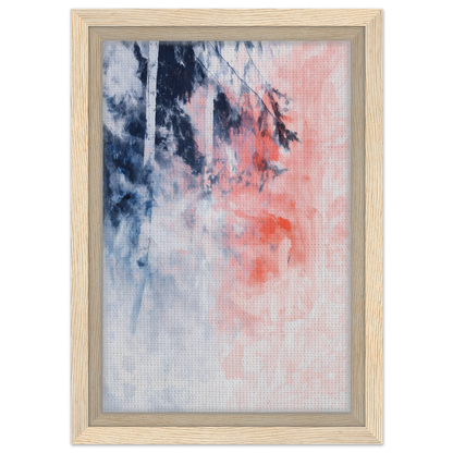 Abstract painting in blue and coral tones, an exclusive framed canvas, Serenade in Chaos