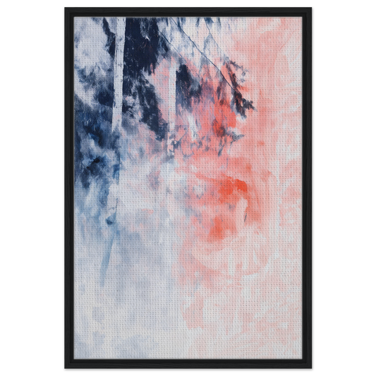 Abstract painting in swirling blue and pink textures, exclusive framed canvas Serenade in Chaos