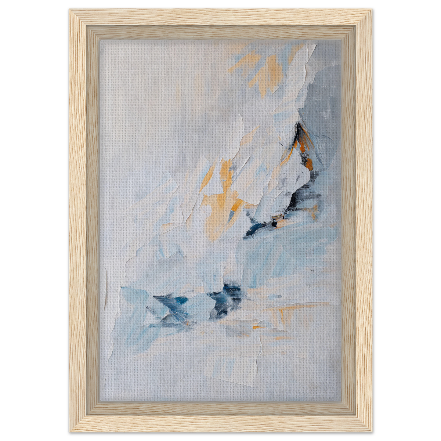 Abstract painting in soft blue and gold tones for Serene Boundless Voyage room decor