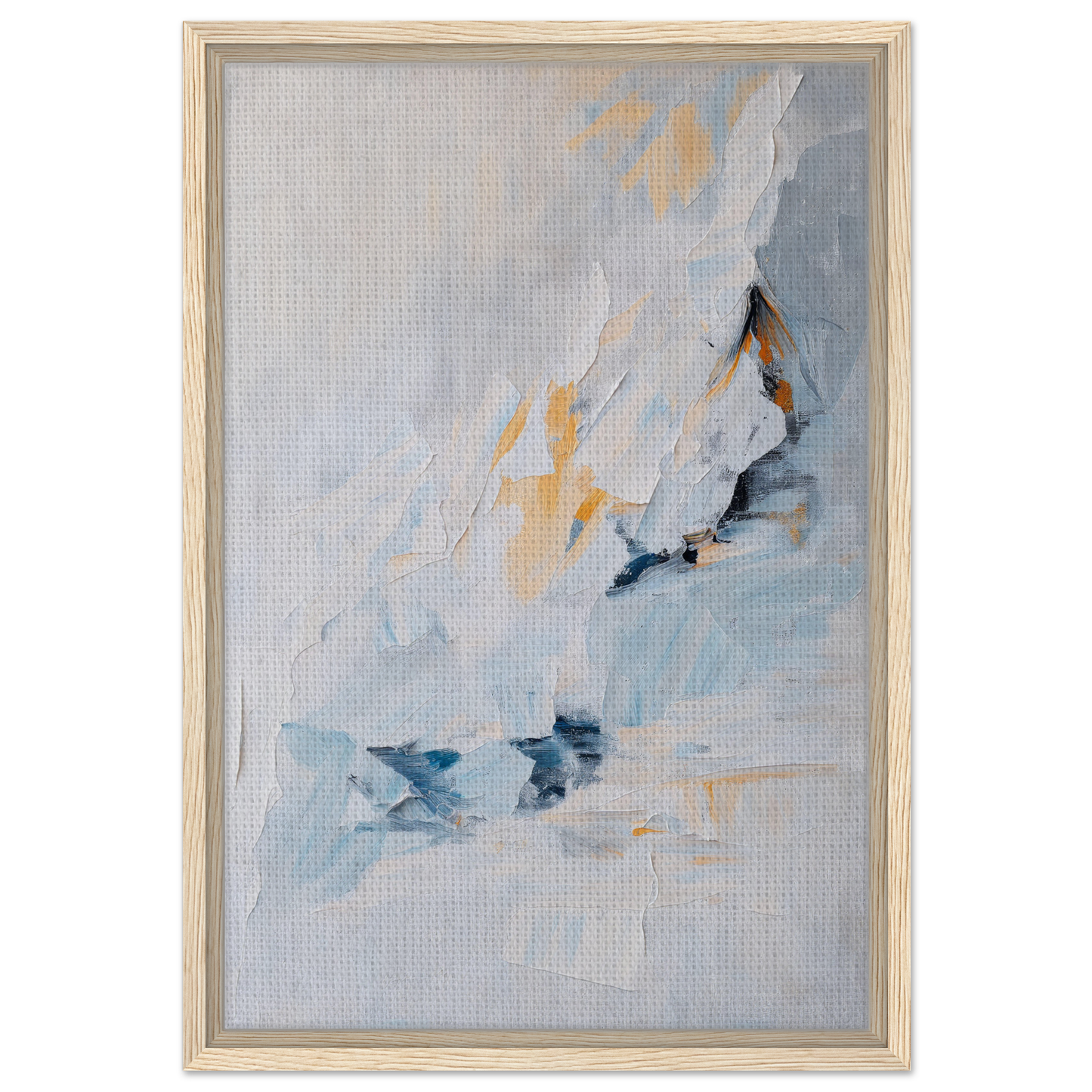 Abstract painting in soft blue, white, and yellow for Serene Boundless Voyage room decor