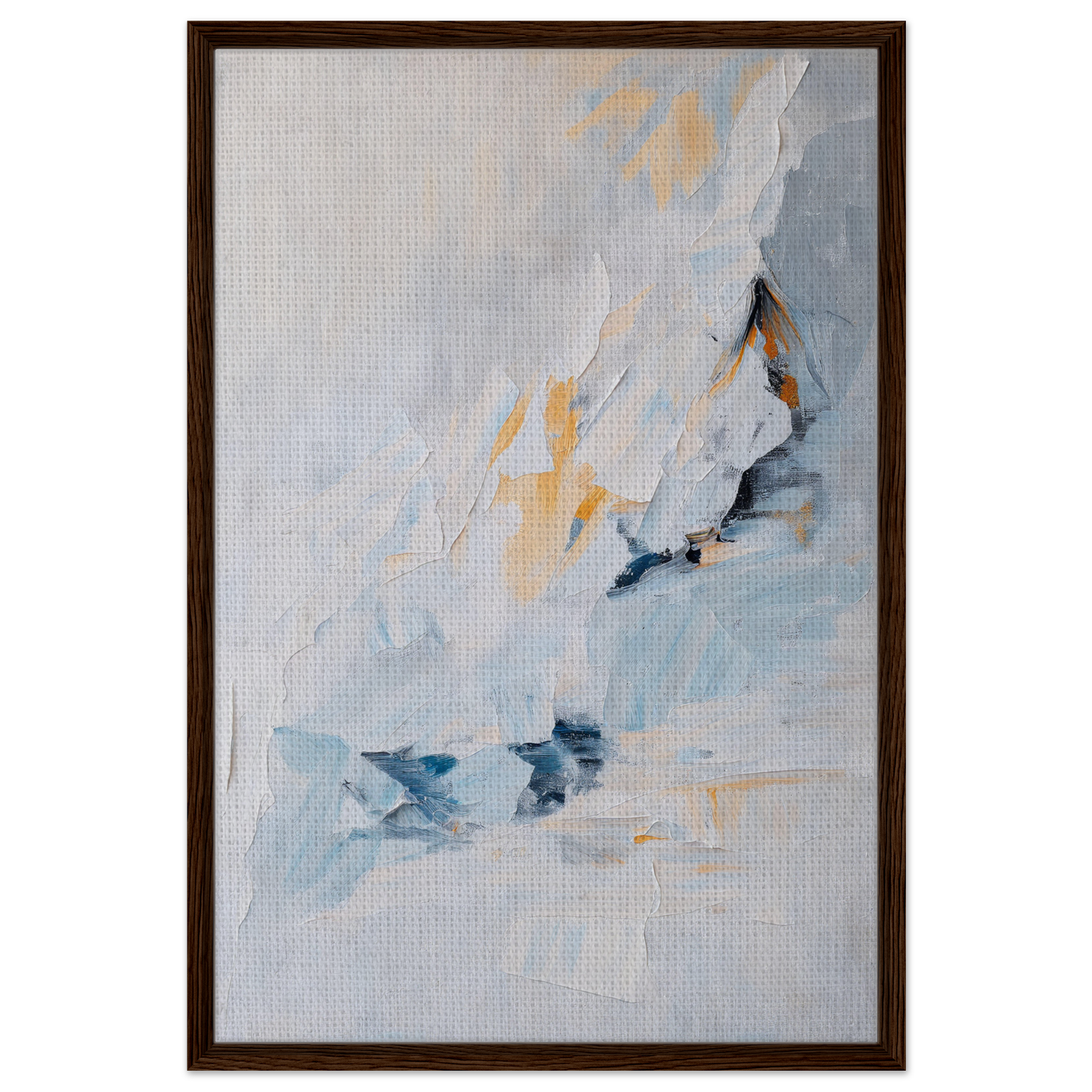 Abstract painting in soft blue, gray, and pale yellow for Serene Boundless Voyage room decor