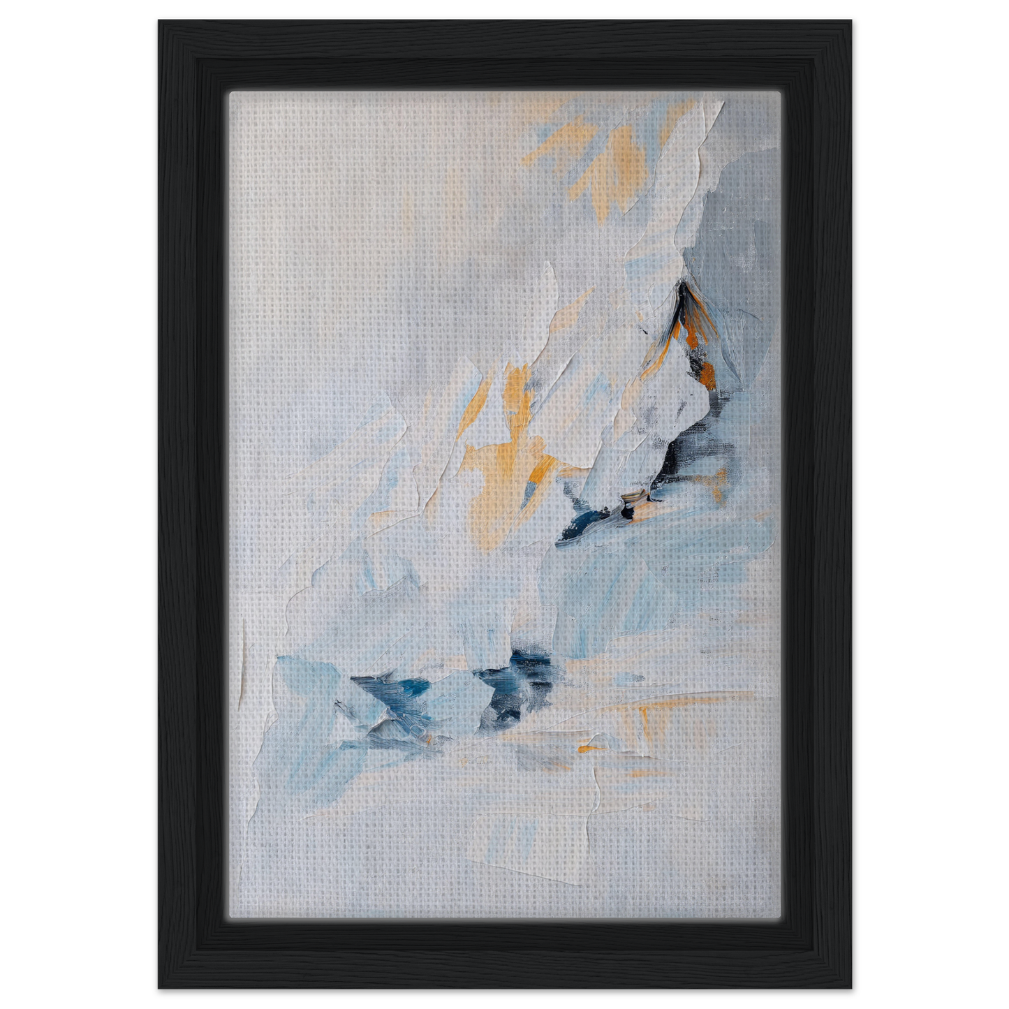 Abstract painting in soft blue, white, and gold hues for Serene Boundless Voyage room decor