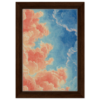 Framed canvas print of a cloudy sky in pink and blue hues for Serene Clouddance Shade