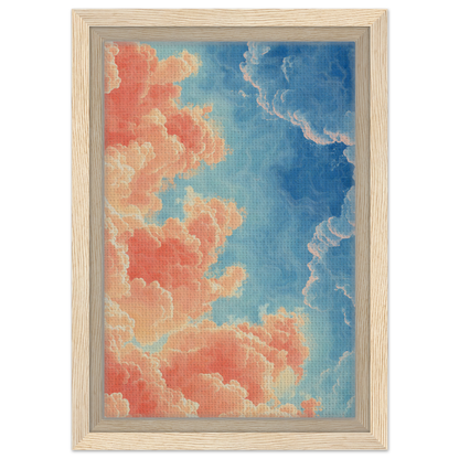 Abstract painting of a cloudy sky in coral and blue for Serene Clouddance Shade room decor