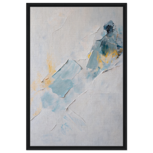 Abstract painting with soft blue and yellow brushstrokes for Serene Color Medley framed canvas print