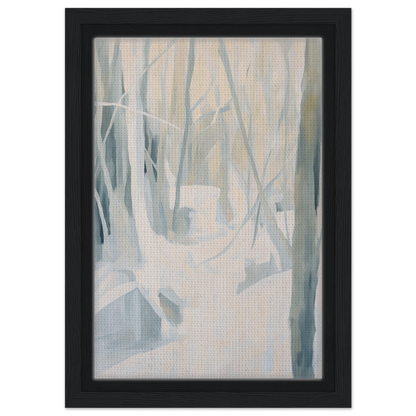 Abstract painting with muted gray and blue brushstrokes for Serene Frost Symphony decor
