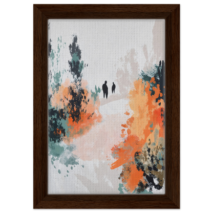 Abstract painting of two silhouetted figures in vibrant colors for Serene Silhouette Saga room decor