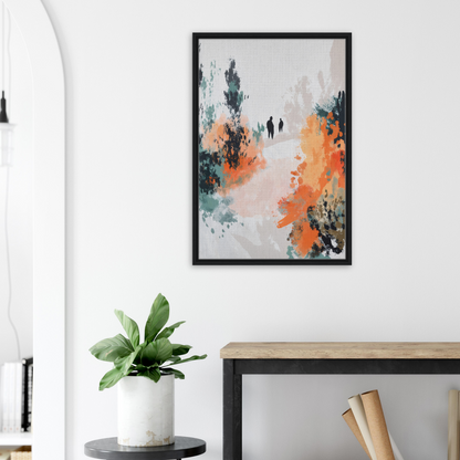 Abstract painting of muted colors and silhouettes for Serene Silhouette Saga room decor