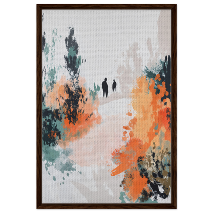 Abstract painting of silhouetted figures in vibrant brushstrokes for Serene Silhouette Saga room decor