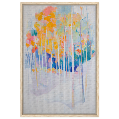 Abstract painting of colorful trees with vertical brushstrokes for Serene Spectrum Rapids room decor