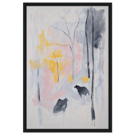 Abstract painting of silhouettes in a misty forest, Serenity’s Dream Muttering framed canvas print