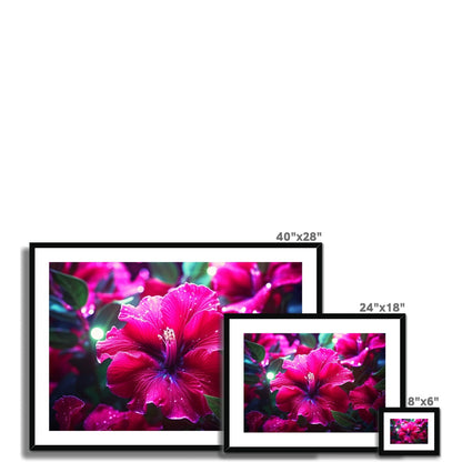 A set of three framed pictures with pink flowers