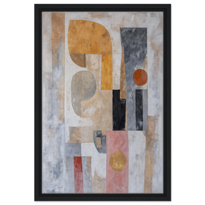 Abstract painting of geometric shapes in muted colors for Shapes Harmony Reverie room decor