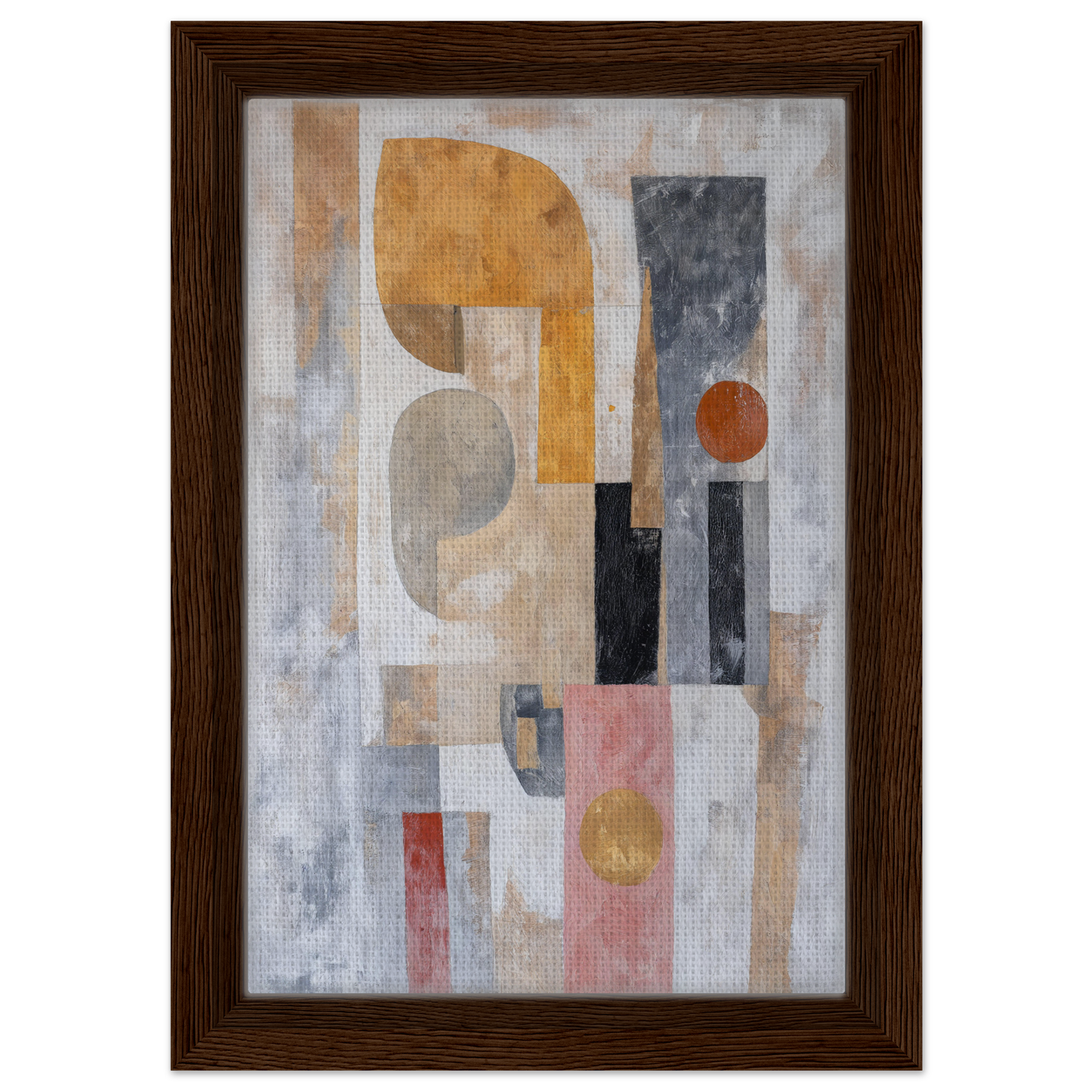 Abstract painting with geometric shapes in muted colors for Shapes Harmony Reverie room decor