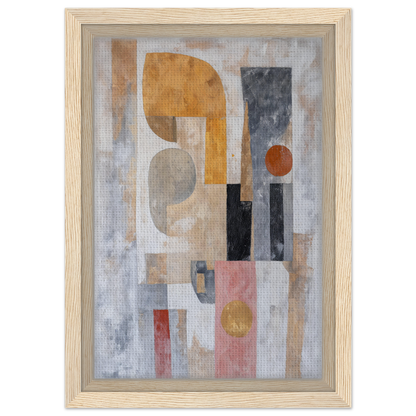 Abstract painting of geometric shapes in earthy tones for Shapes Harmony Reverie framed canvas print