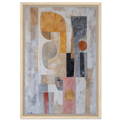 Abstract painting of geometric shapes in muted colors for Shapes Harmony Reverie room decor