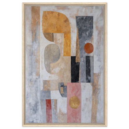 Abstract painting of geometric shapes in muted colors for Shapes Harmony Reverie room decor