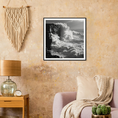 Black and white storm clouds over cliffs in Shattered Liquid Symphony art print