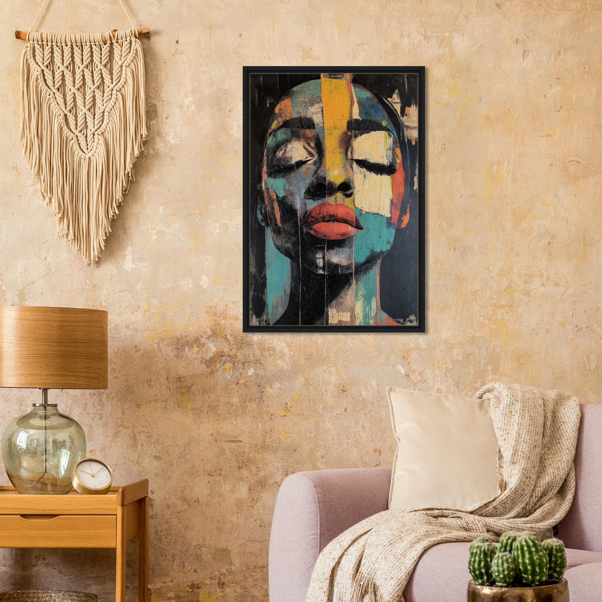 Colorful abstract portrait painting, Shiver Blue Dreams, ideal for fashion oracle™ room decor