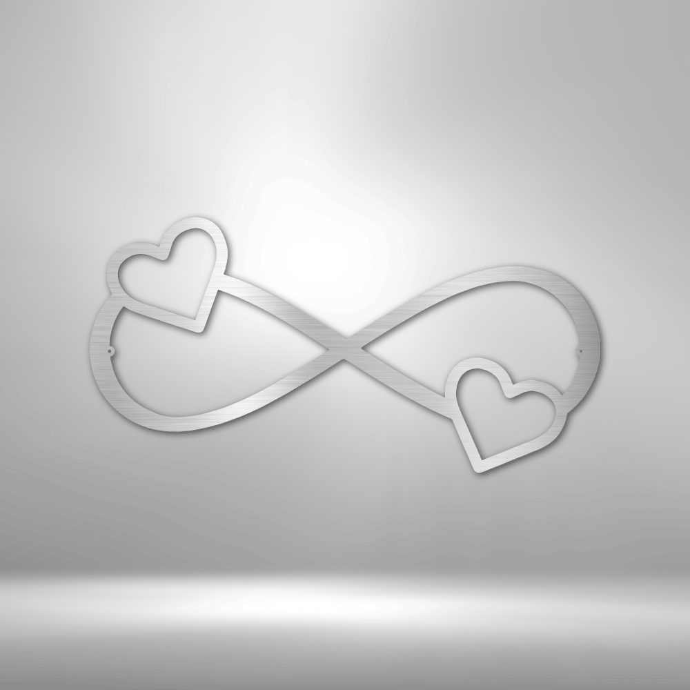 Infinity symbol with hearts at each end.