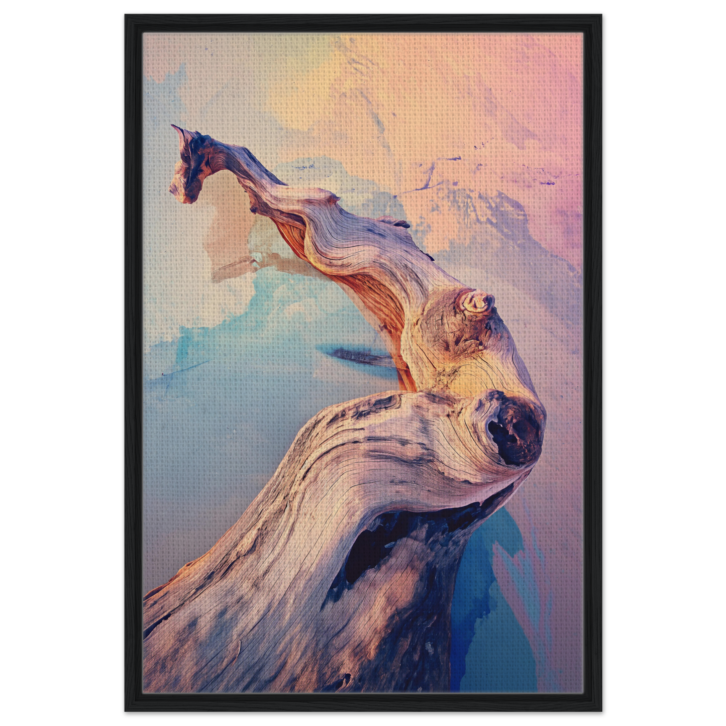 Colorful abstract horse head painting in Skywood Surreal Haiku framed canvas print