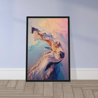 Abstract painting of a graceful figure in motion for Skywood Surreal Haiku framed canvas print