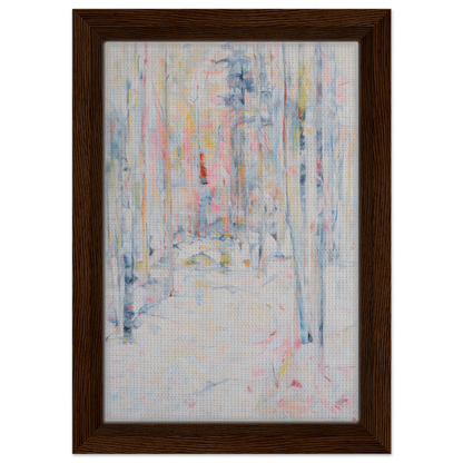 Abstract painting with pastel streaks in a frame, perfect for Snowbound Reverie Emerges room decor