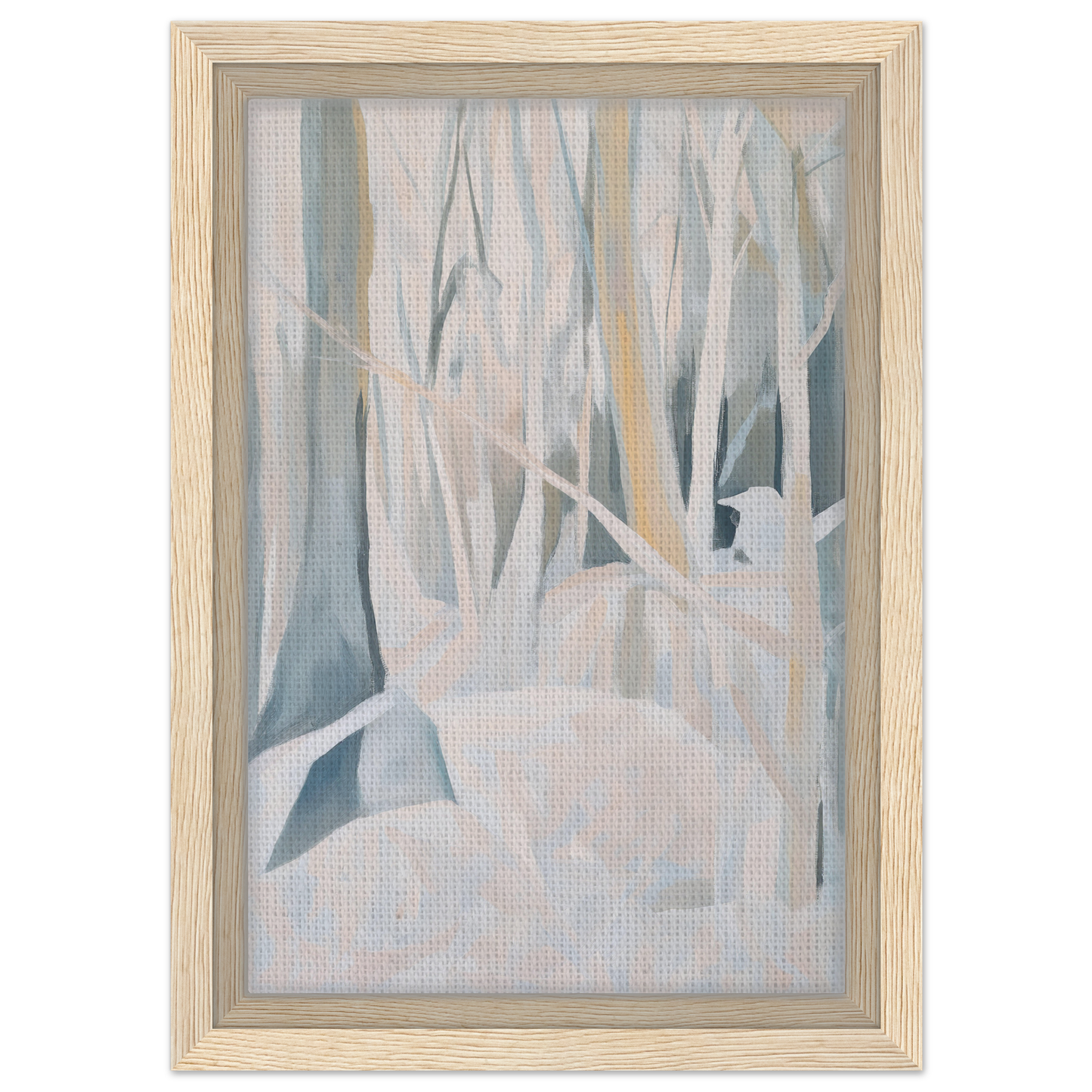 Framed abstract painting of a misty forest scene from Snowed Forest Dreams collection