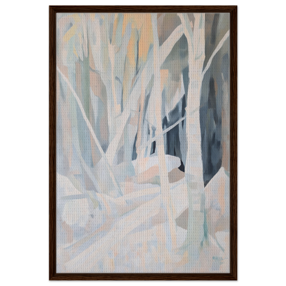 Abstract painting of stylized trees in pastel colors for Snow’s Silent Sonata room decor