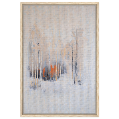 Abstract painting with vertical streaks in muted colors, framed canvas art Solstice Whispering Undergrowth