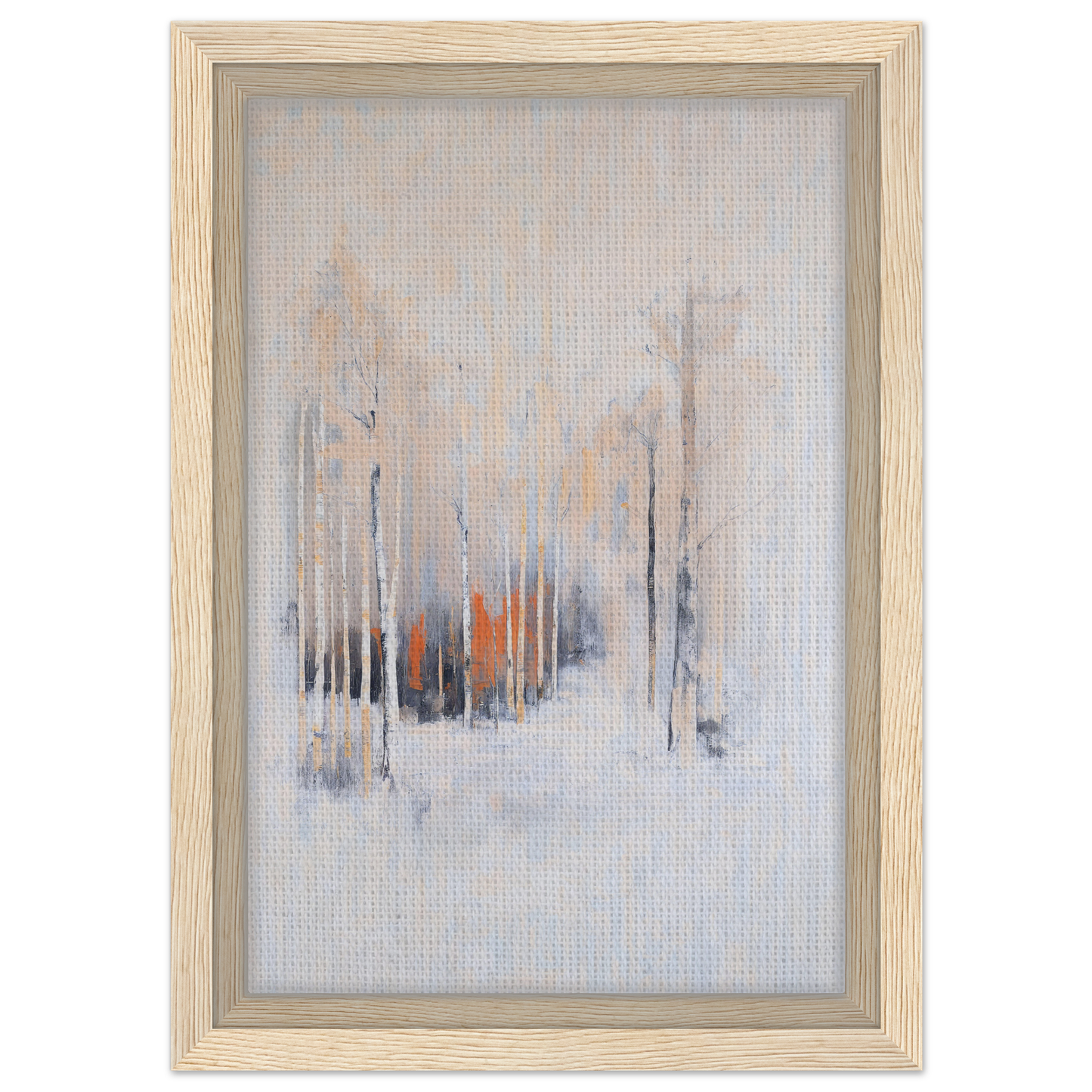 Abstract painting of a misty forest in muted colors, Solstice Whispering Undergrowth framed canvas art