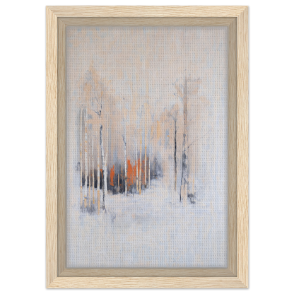 Abstract painting of a misty forest in muted colors, Solstice Whispering Undergrowth framed canvas art