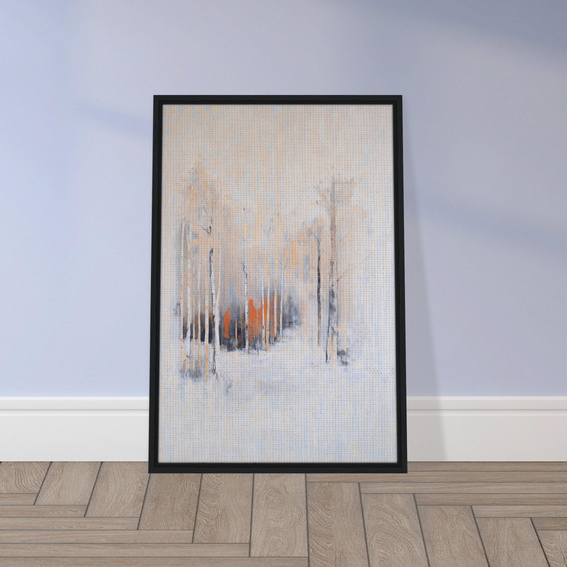 Framed canvas art Solstice Whispering Undergrowth with vertical streaks and orange hints