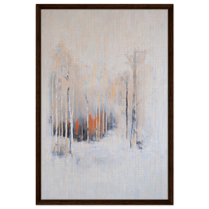 Abstract painting in muted colors with vertical streaks, framed canvas art Solstice Whispering Undergrowth