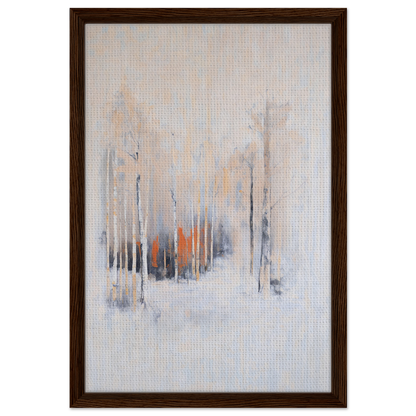 Framed canvas art titled Solstice Whispering Undergrowth with muted vertical streaks